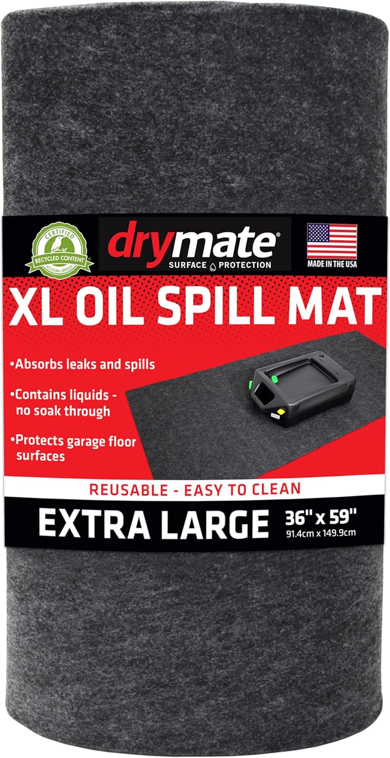 Drymate XL Oil Spill Mat (36" x 59"), Premium Absorbent Oil Pad, Reusable, Washable, Durable, Waterproof Backing Contains Liquids, Protects Garage Floor Surface (USA Made) - Image 2
