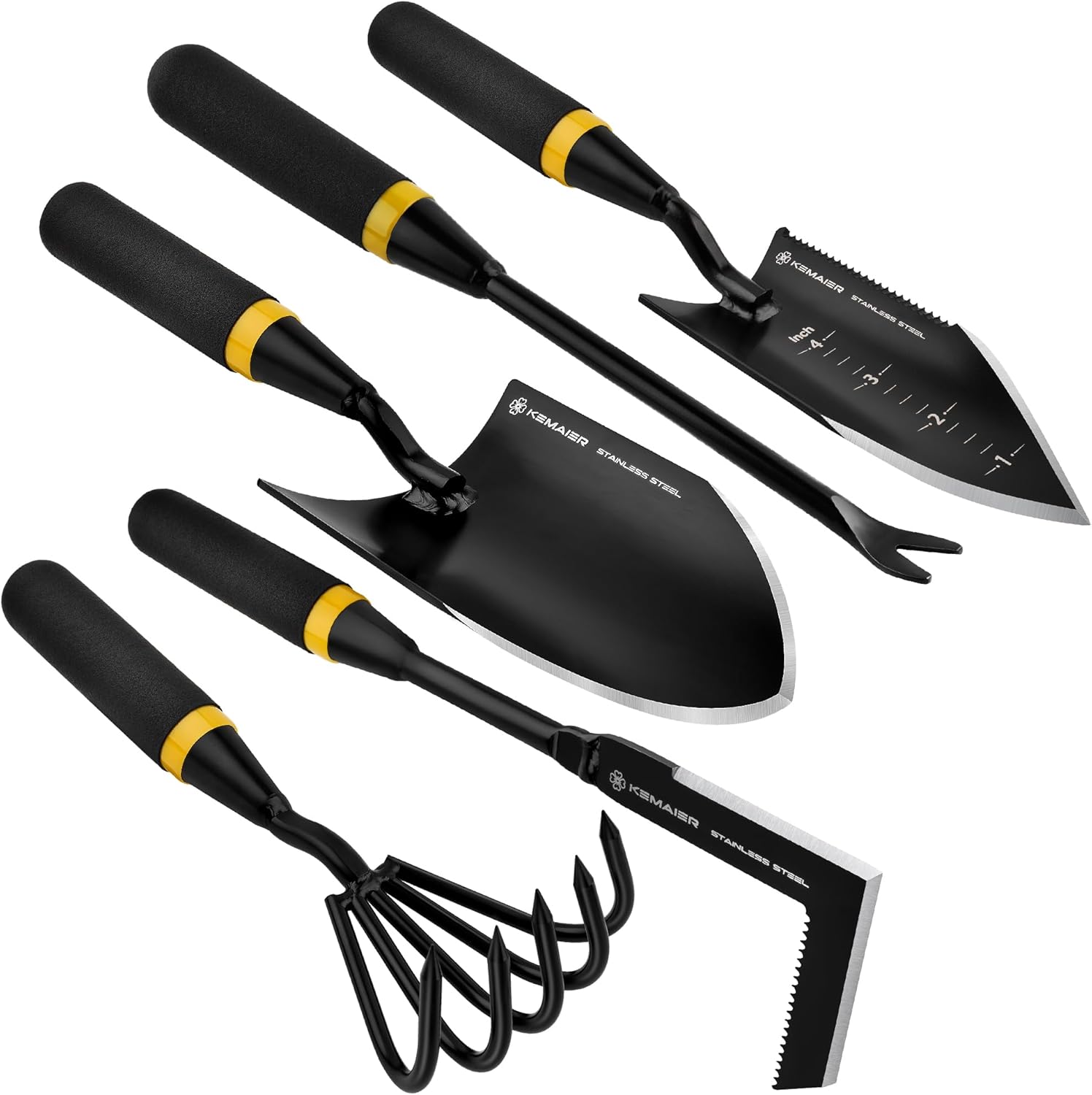 Kemaier Garden Tool Set - Featuring a Heavy-Duty Stainless Steel Hand Cultivator, Transplant Shovel, Trowel, Crack Weeder, and Dandelion Weeder - The Ultimate, Unbreakable Gardening Gift - Image 2