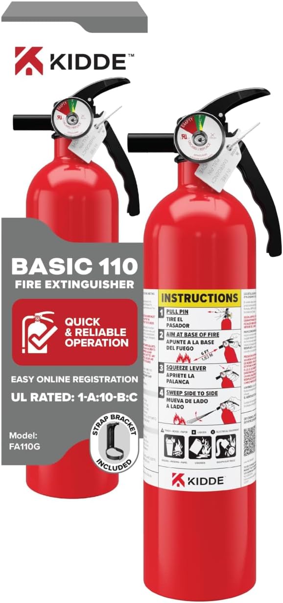 Kidde FA110G Multi Purpose Fire Extinguisher, Wall Mount, for Home/Office/Dorm/Residential, 1A10BC - Image 2