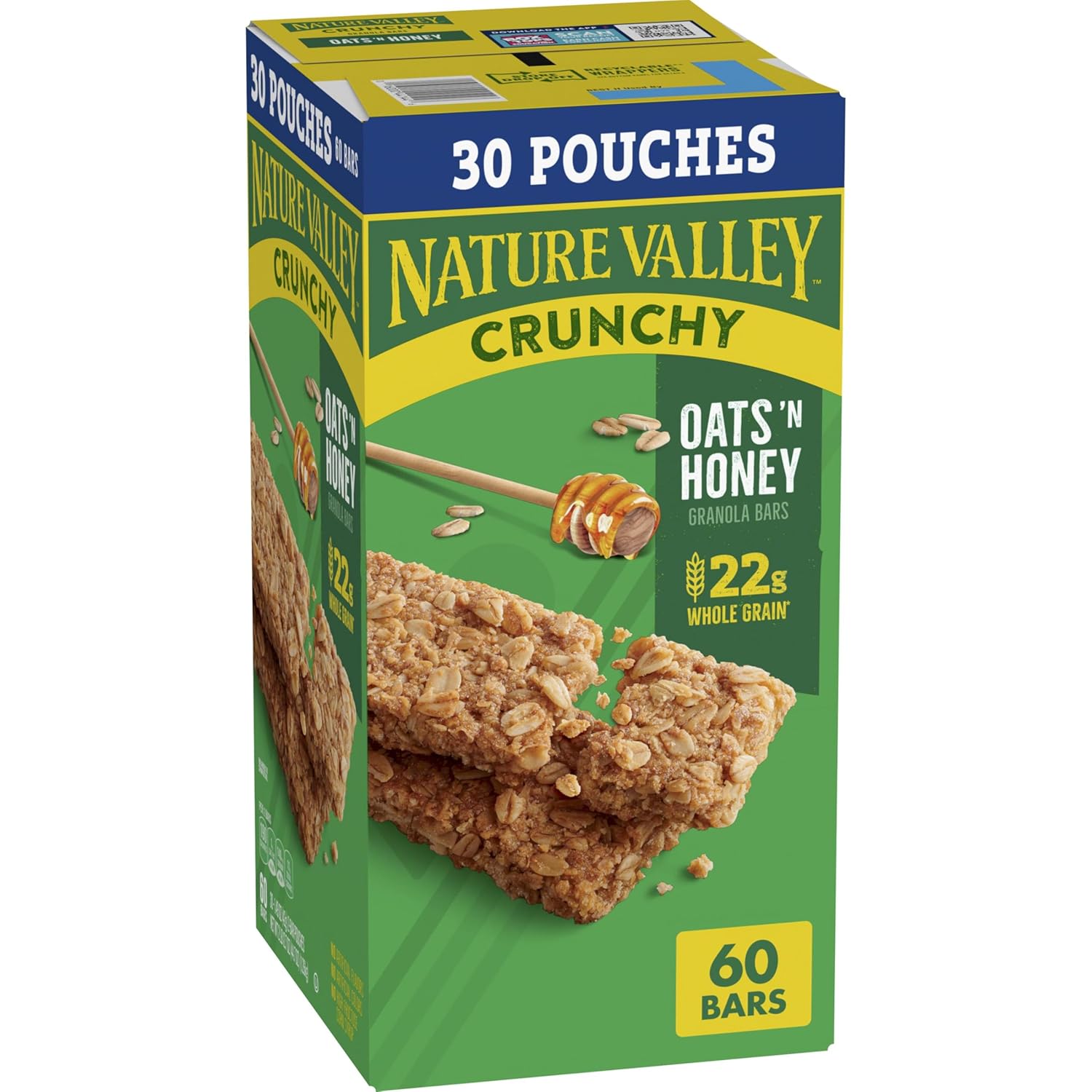 Nature Valley Crunchy Oats 'n Honey Granola Bars, 60 Bars, 44.7 OZ (30 Pouches) - Image 2