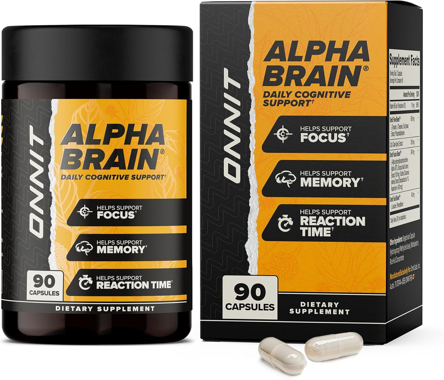 ONNIT Alpha Brain Nootropic Brain Supplement for Focus, Memory, Mental Clarity, Cognitive Support with L-Theanine and Vitamin B6, 90 Count - Image 2