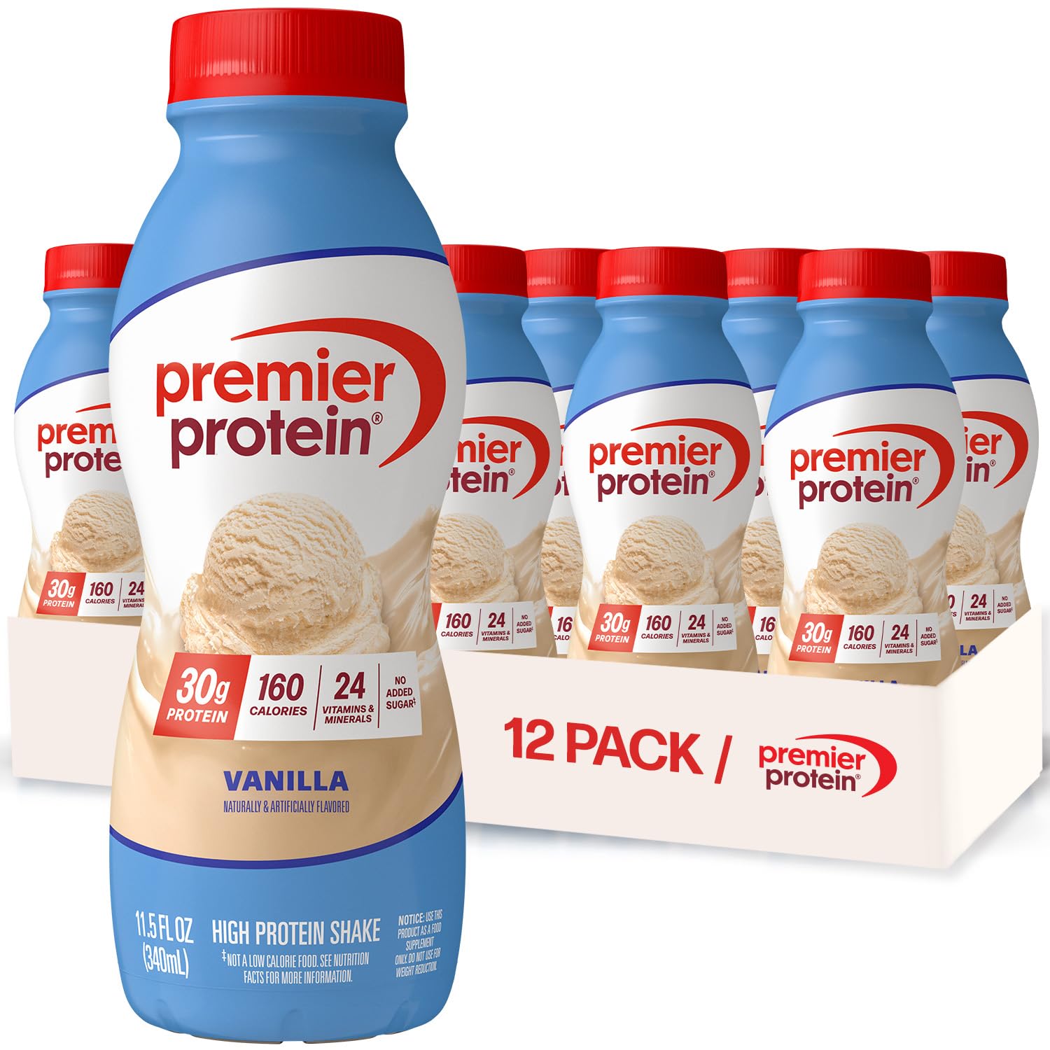 Premier Protein Shake, Vanilla, 30g Protein, No Added Sugar, 24 Vitamins & Minerals to Support Immune Health, 11.5 fl oz, 12 Pack - Image 2