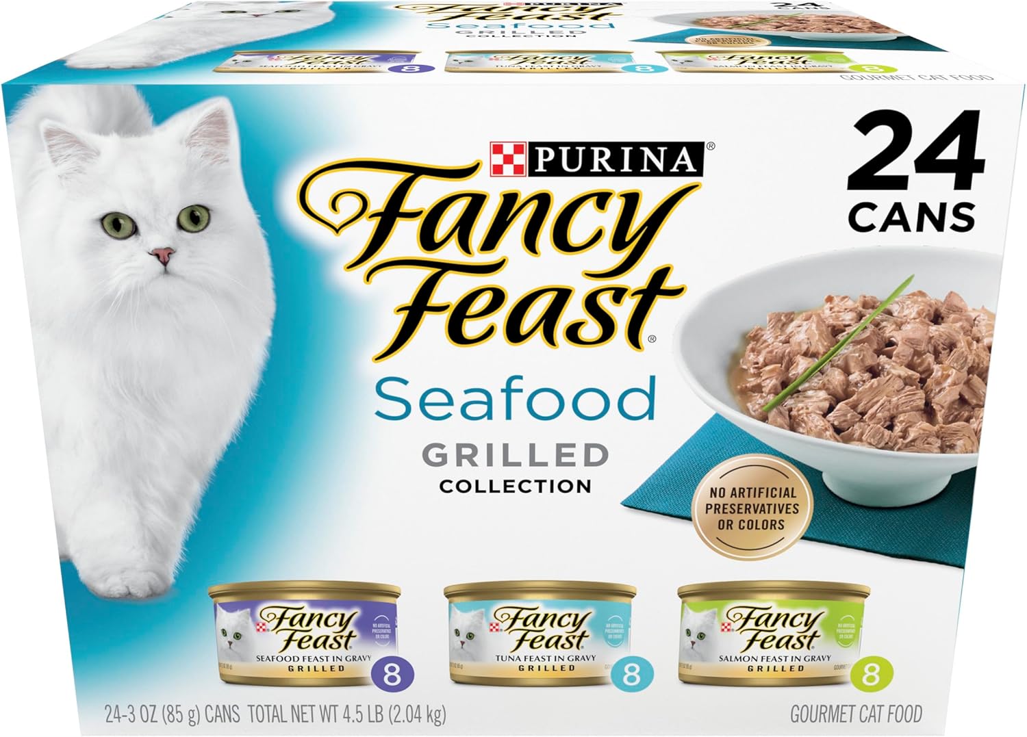 Purina Fancy Feast Grilled Wet Cat Food Seafood Collection in Wet Cat Food Variety Pack - (Pack of 24) 3 oz. Cans - Image 2