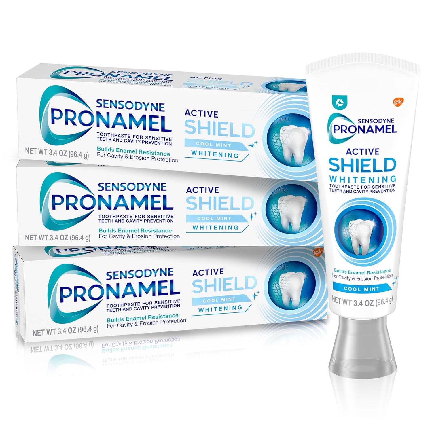 Sensodyne Pronamel Active Shield Whitening Enamel Toothpaste, Cool Mint - 3.4 Ounces x 3 - Image 2