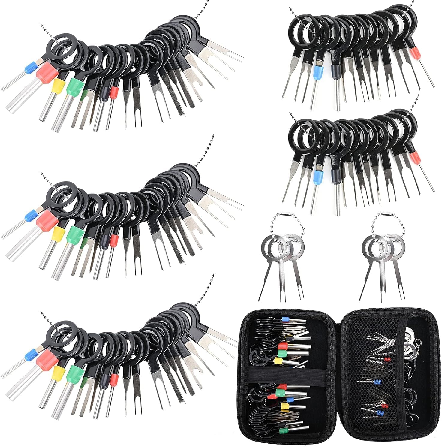 Terminal Pin Removal Tool Kit 82 Pcs Depinning Electrical Connector Pin Extractor Tool Set Wire Terminal Release for Automotive Car Household Devices - Black - Image 2