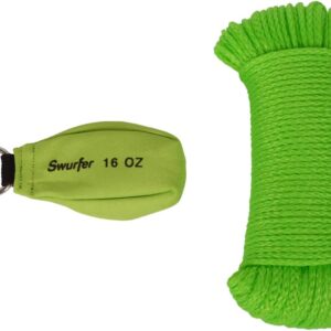 Swurfer 16 Oz Arborist Throw Weight Bag Rope Launcher, and 150′ 1/8″ Arborist Throw Line Kit, Tree Climbing & Felling Rope, and TreeSwing Installation Throw Bag, Bright Color Arborist Equipment Kit Swurfer 16 Oz Arborist Throw Weight Bag Rope Launcher, and 150′ 1/8″ Arborist Throw Line Kit, Tree Climbing & Felling Rope, and TreeSwing Installation Throw Bag, Bright Color Arborist Equipment Kit