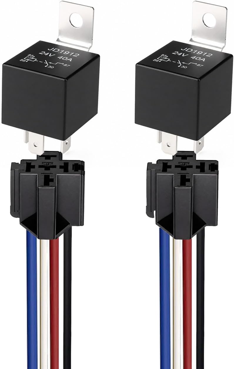 Gebildet 2pcs 12V 40A 4 Pin SPST Car Relay Harness JD1912, 12AWG Harness Sockets with Built-in Diode for Automotive Truck Van Boat Motorcycle