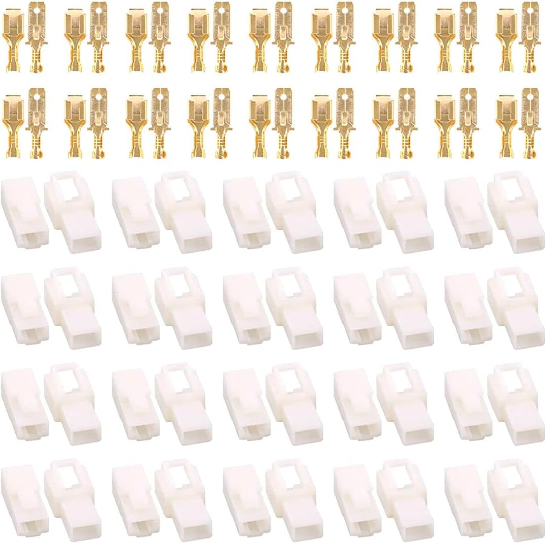 Hilitchi 6.3MM Electrical Automotive Wire Connectors Male Female Socket Plug Terminal for Motorcycle Car (2P-30Sets)