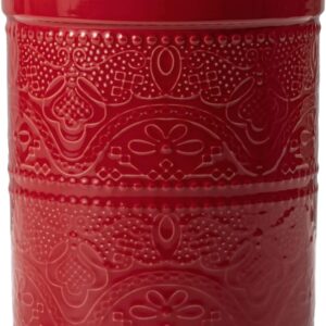 Kitchen Utensil Holder, 7.2″ Super Large Utensil Crock Heavy and Stable Lace Emboss Ceramic Utensil Holder for Kitchen Counter (Christmas Red) Kitchen Utensil Holder, 7.2″ Super Large Utensil Crock Heavy and Stable Lace Emboss Ceramic Utensil Holder for Kitchen Counter (Christmas Red)