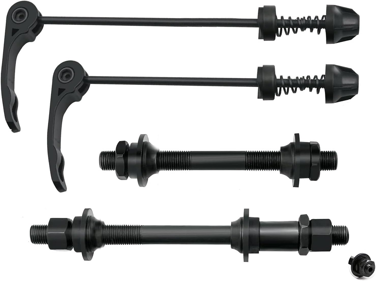 Free-fly MTB Quick Release Bicycle Hub, Road Mountain Bike Front & Rear Axle Hollow Shaft Set with Standard Spacing (1 Pair, 4 piece)