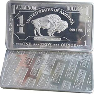 CMC 1 oz One Troy Ounce USA American Buffalo .999 Fine Aluminum, Nickel finish, Bullion Bar Al Element CMC 1 oz One Troy Ounce USA American Buffalo .999 Fine Aluminum, Nickel finish, Bullion Bar Al Element