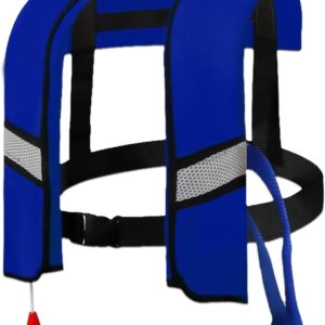 Automatic Inflatable Life Jacket Life Jackets,150N Adjustable Nylon Swim Vest with CO2 Inflation, Reflective Strips & Safety Buckle.