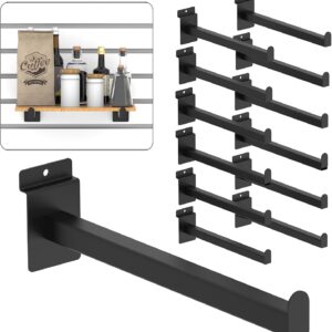 12 Inch Black Slatwall Shelf Bracket, 12 PCs Metal Slat Wall Shelves Accessories, Heavy Duty Slat Wall Hooks, Slatwall Display Hangers for Storage and Organization 12 Inch Black Slatwall Shelf Bracket, 12 PCs Metal Slat Wall Shelves Accessories, Heavy Duty Slat Wall Hooks, Slatwall Display Hangers for Storage and Organization