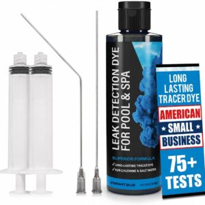 Pool Leak Detection Dye Kit – 75+ Tests – 2 Stainless Steel Precision Applicators – Superior Long Lasting Pool Dye Easily Locates Leaks – for All Pool, Spa, & Hot Tub Types – 8 OZ (Vibrant Blue) Pool Leak Detection Dye Kit – 75+ Tests – 2 Stainless Steel Precision Applicators – Superior Long Lasting Pool Dye Easily Locates Leaks – for All Pool, Spa, & Hot Tub Types – 8 OZ (Vibrant Blue)