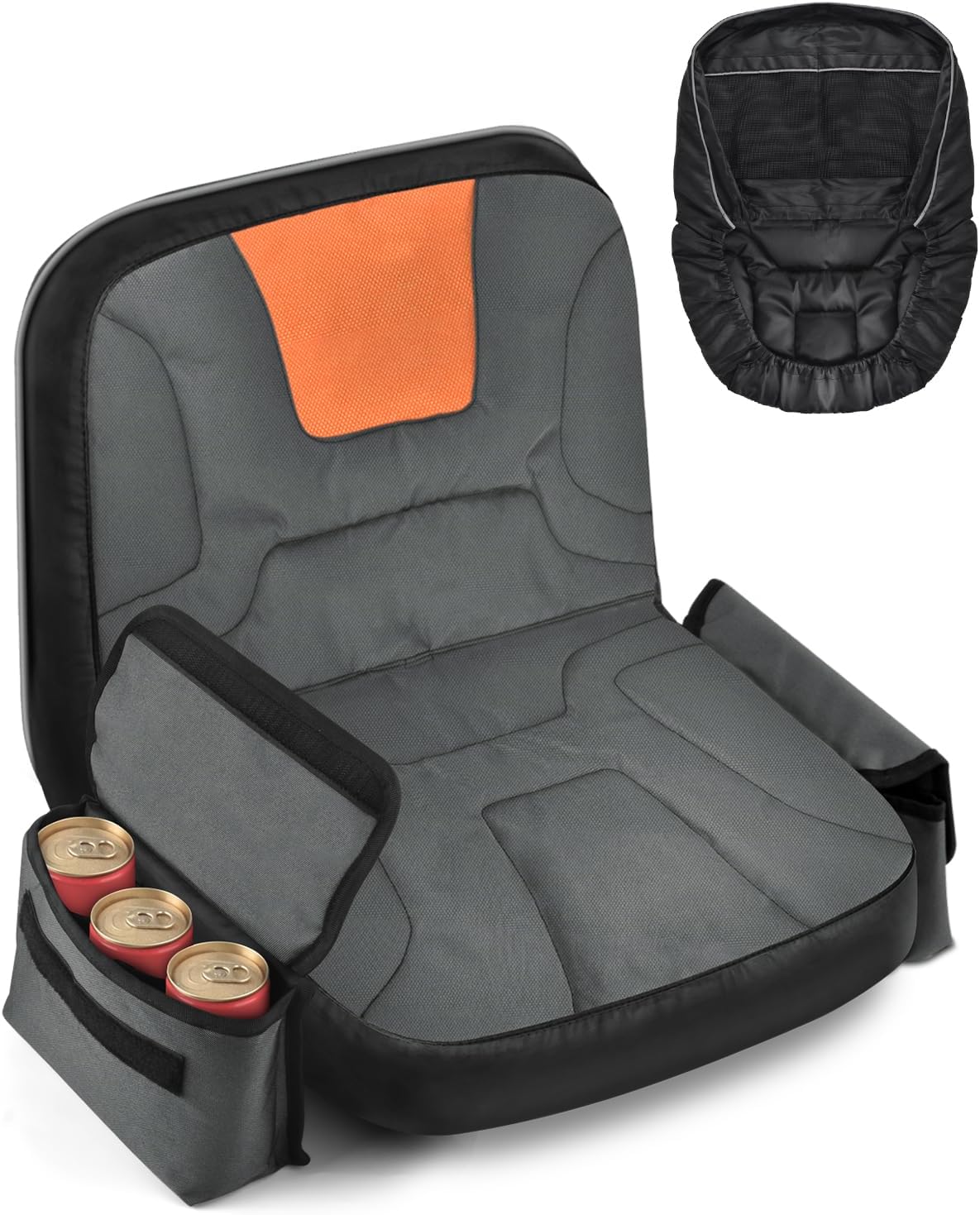 Tractor Seat Cover with Drink Pouch, Heavy Duty 600D Oxford Waterproof Riding Lawn Mower Seat Cover Fits Kubota, for Cub Cadet, for Ford, for Mahindra, for Husqvarna (Medium)