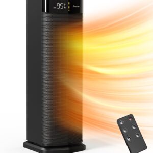 BREEZOME Space Heater for Indoor Use, 1500W Fast Heating Electric Heater with Thermostat & 24H Timer, 90°Oscillating PTC Ceramic Heater, Portable Room Heaters for Home Bedroom Office, Dark Grey BREEZOME Space Heater for Indoor Use, 1500W Fast Heating Electric Heater with Thermostat & 24H Timer, 90°Oscillating PTC Ceramic Heater, Portable Room Heaters for Home Bedroom Office, Dark Grey