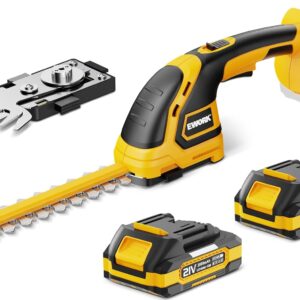 EWORK 21V Cordless Hedge Trimmer & Grass Shears 2-in-1 Handheld Electric Bush Trimmer, 2×2.0Ah Battery & Charger Included, Lightweight Shrub Trimmer for Garden Yard Lawn Patio Maintenance EWORK 21V Cordless Hedge Trimmer & Grass Shears 2-in-1 Handheld Electric Bush Trimmer, 2×2.0Ah Battery & Charger Included, Lightweight Shrub Trimmer for Garden Yard Lawn Patio Maintenance