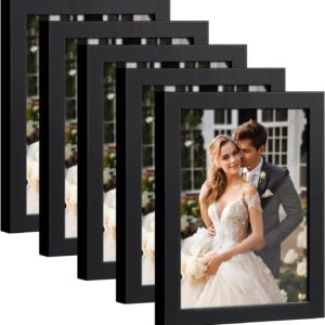 4×6 Picture Frame Set of 5, Black Frames Display Photo 3.5×5 with Mat or 4×6 without, Gallery Wall Frame Set, Wall or Tabletop Display (Black) 4×6 Picture Frame Set of 5, Black Frames Display Photo 3.5×5 with Mat or 4×6 without, Gallery Wall Frame Set, Wall or Tabletop Display (Black)