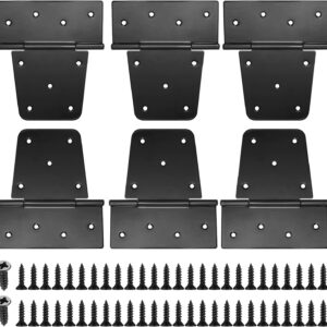 Heavy Duty Gate Hinges for Wooden Fences – 6 Pcs Black Iron Metal Barn Door Hinges for Wood Shed, Swing Door – With 54 Screws Heavy Duty Gate Hinges for Wooden Fences – 6 Pcs Black Iron Metal Barn Door Hinges for Wood Shed, Swing Door – With 54 Screws
