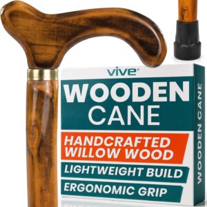Vive Wooden Walking Stick Cane – for Men, Women, & Seniors – 36 Inch Single Point Rubber Tip with Willow Handle – Ergonomic Grip for Balance & Stability – Lightweight Elderly Assistance Product Vive Wooden Walking Stick Cane – for Men, Women, & Seniors – 36 Inch Single Point Rubber Tip with Willow Handle – Ergonomic Grip for Balance & Stability – Lightweight Elderly Assistance Product