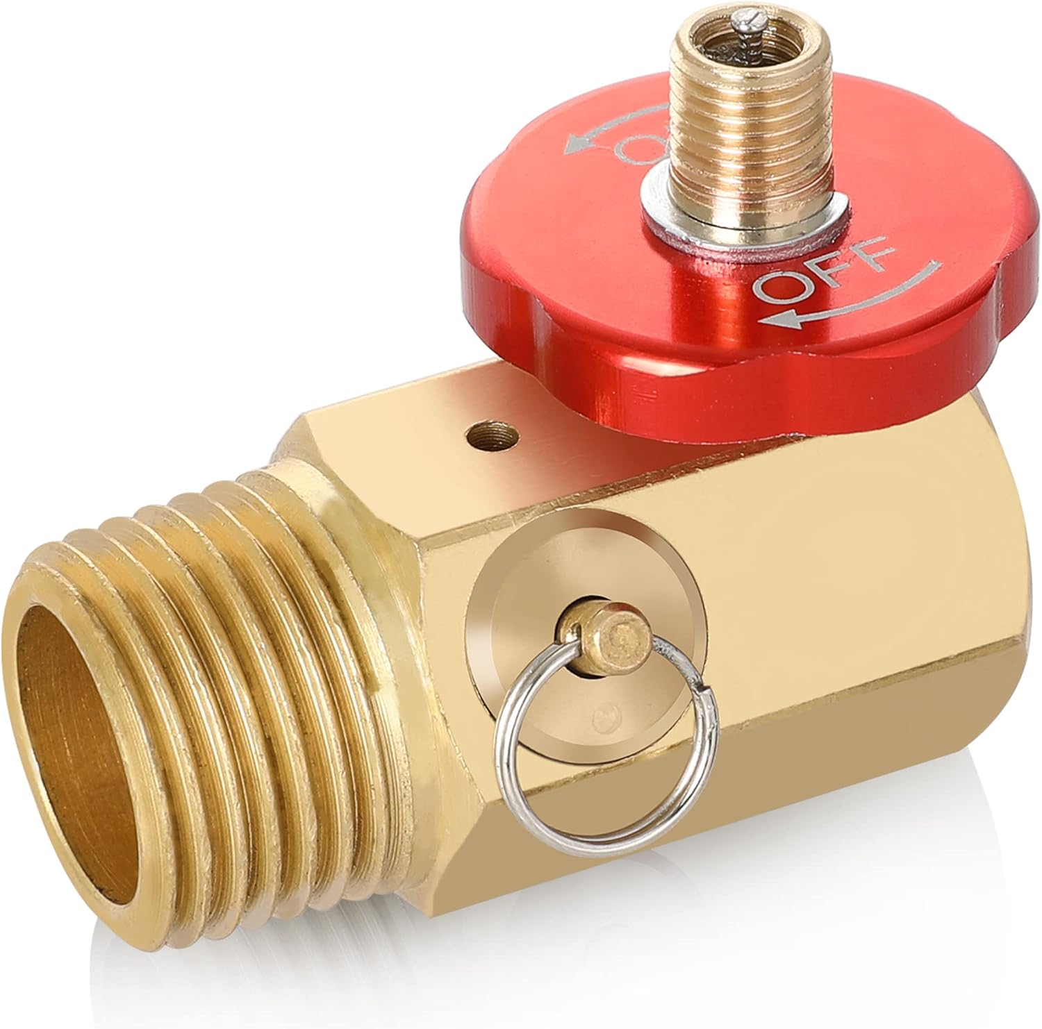 Air Tank Manifold Tool with Fill Port, Aluminum Shut Off Safety Valve and Relief Bypass 1/2" NPT Tank x 1/4" NPT Hose x 1/8" NPT Gauge for Air Compressor Portable Carry Tank