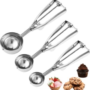Cookie Scoop,Set of 3 Cookie Dough Scoops for Baking 1 Tbsp,2 Tbsp,3 Tbsp,Stainless Steel Ice Cream Scooper with Trigger Release for Cupcake,Ice Cream,Muffin,Meatball,Melonball Cookie Scoop,Set of 3 Cookie Dough Scoops for Baking 1 Tbsp,2 Tbsp,3 Tbsp,Stainless Steel Ice Cream Scooper with Trigger Release for Cupcake,Ice Cream,Muffin,Meatball,Melonball