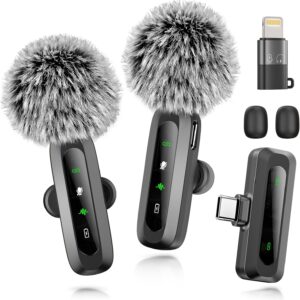Wireless Microphone Mini Mic for iPhone/Android Phone, LED Display Lavalier Microphone for Video Recording Clip on Lapel Lav Mics Vlog YouTube TikTok Wireless Microphone Mini Mic for iPhone/Android Phone, LED Display Lavalier Microphone for Video Recording Clip on Lapel Lav Mics Vlog YouTube TikTok