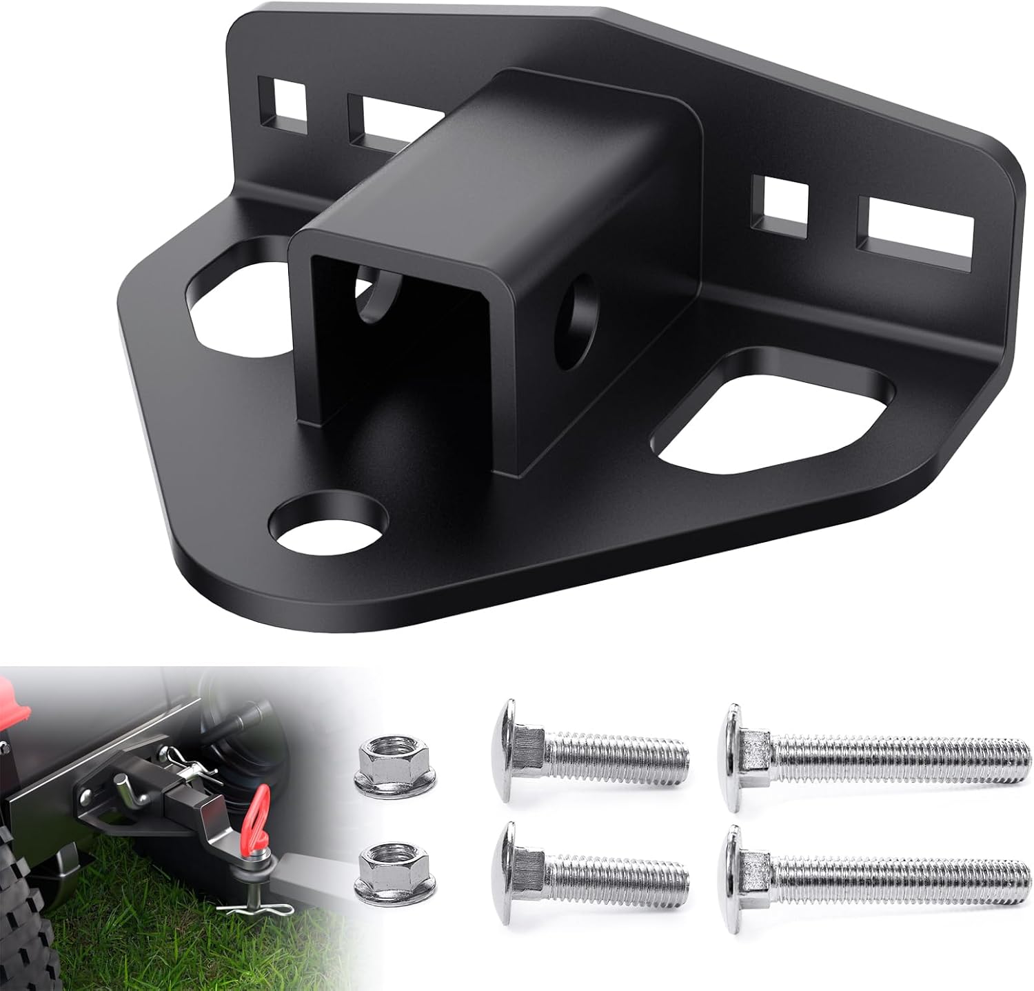Zero Turn Lawn Mower Hitch with 1 1/4 Hitch Receiver,6mm Thicker Heavy Duty Steel Trailer Receivers Hitch, Compatible with Many Models Lawn Mower, Tractor, Trailer, Golf Cart Etc