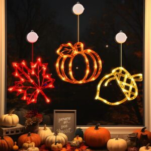 Fall Decor Window Lights 2026 Thanksgiving Decorations Acorn Maple Leaves Pumpkin LED Lights with Suction Cups Battery Operated(Exclusive) Slow Fade Mode Timer Autumn Decorations for Home Fall Decor Window Lights 2026 Thanksgiving Decorations Acorn Maple Leaves Pumpkin LED Lights with Suction Cups Battery Operated(Exclusive) Slow Fade Mode Timer Autumn Decorations for Home