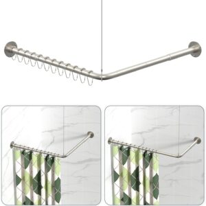L Shaped Shower Curtain Rods, Adjustable (23”-69” X 23”-69”) Corner Shower Rod with 12 Shower Curtain Rings, All 304 Stainless Steel, for Bathroom, Bathtub, Clothing Store, Need to Drill, Silver L Shaped Shower Curtain Rods, Adjustable (23”-69” X 23”-69”) Corner Shower Rod with 12 Shower Curtain Rings, All 304 Stainless Steel, for Bathroom, Bathtub, Clothing Store, Need to Drill, Silver