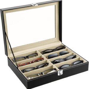 8 Slot Eyeglass Sunglass Storage Box | PU Leather Multi Sunglasses Organizer for Women Men, Display Case 8 Slot Eyeglass Sunglass Storage Box | PU Leather Multi Sunglasses Organizer for Women Men, Display Case