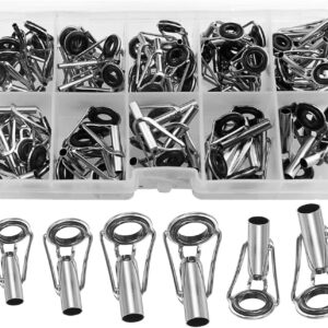 50 Pieces Fishing Rod Tip Repair Kit Rod Tips Kit Replacement for Freshwater Saltwater Rods Stainless Steel Ceramic Ring Guide Replacement Kit 50 Pieces Fishing Rod Tip Repair Kit Rod Tips Kit Replacement for Freshwater Saltwater Rods Stainless Steel Ceramic Ring Guide Replacement Kit