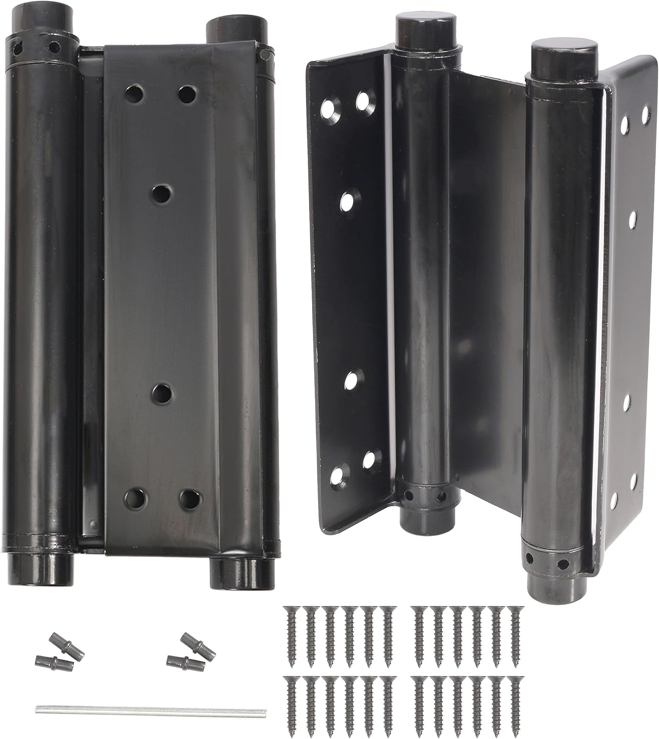 Pair of 8" Black Heavty Duty Double Action Spring Hinges, Self Closing Door Hinges for Cafe Saloon Pub Swinging Doors, 201 Stainless Steel, Including Pins and Screws