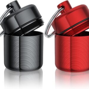 Ear Plug Carrying Case Keychain(2 Pack), Small Waterproof Metal Earplug Case Ear Plug Holder Container Great for Earplugs, Pills Case Pill Box and Jewelry Holder (Grey Red) Ear Plug Carrying Case Keychain(2 Pack), Small Waterproof Metal Earplug Case Ear Plug Holder Container Great for Earplugs, Pills Case Pill Box and Jewelry Holder (Grey Red)