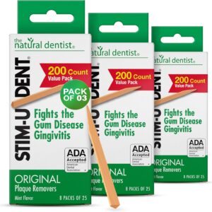 The Natural Dentist Stim-U-Dent Mint Dental Picks, Wooden Toothpicks for Food & Plaque Removal, Travel-Friendly, 24 Packs of 25 (600 Picks) The Natural Dentist Stim-U-Dent Mint Dental Picks, Wooden Toothpicks for Food & Plaque Removal, Travel-Friendly, 24 Packs of 25 (600 Picks)