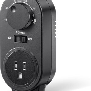 Adjustable Thermostat, Plug in Heating and Cooling Thermostat Controlled Outlet, Compatible with Portable AC, Fans and Space Heaters (1 Pack,Black) Adjustable Thermostat, Plug in Heating and Cooling Thermostat Controlled Outlet, Compatible with Portable AC, Fans and Space Heaters (1 Pack,Black)