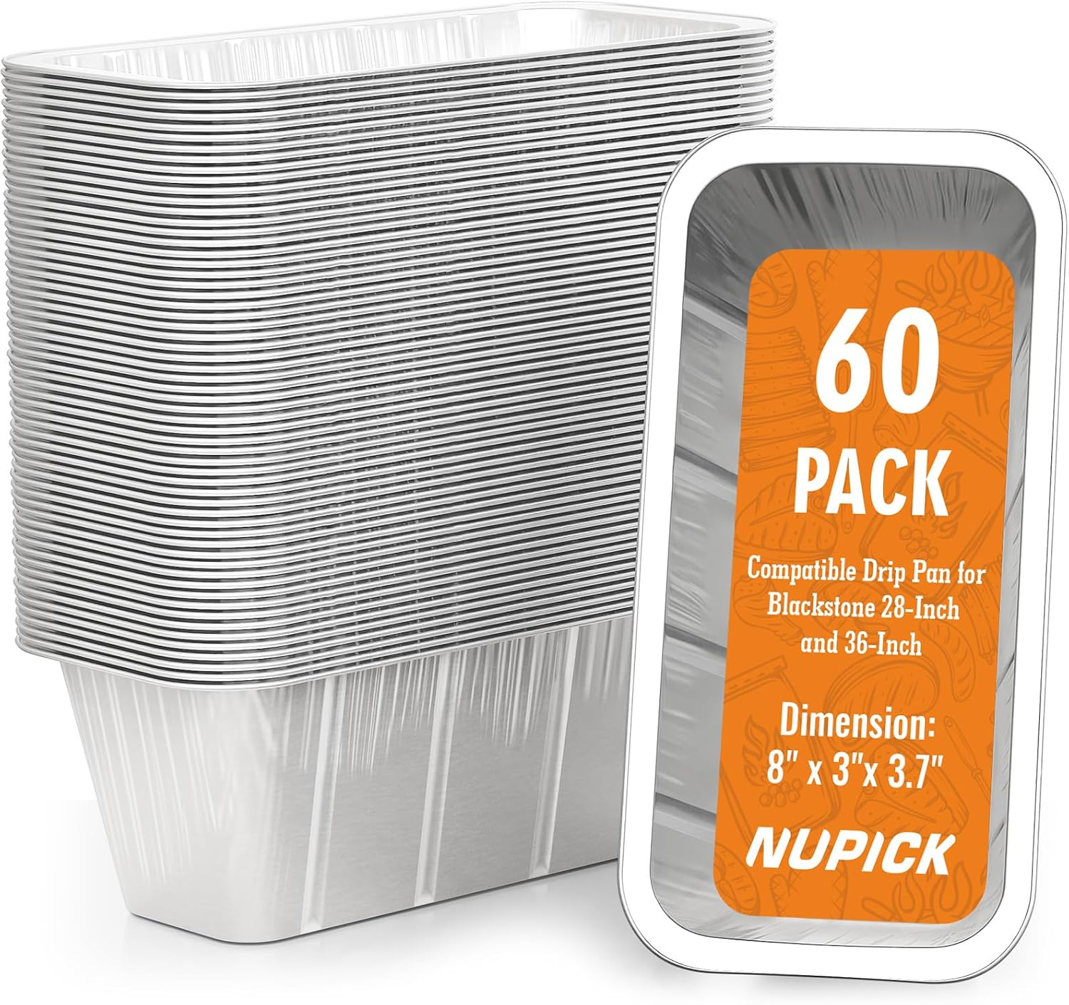 60 Pack Grease Cup Liners for Blackstone, Griddle Accessories for Blackstone 17"/22"/30"/28"/36" Griddle, Easy Cleaning Disposable Aluminum Grease Traps & Drip Pans for Blackstone Catcher, 5017