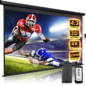 120 Inch Projector Screen Motorized 4:3 HD Electric Rising Projector Screen Pull Down with Remote, Black Automatic Projection Screens Retractable Wall Mount Ceiling Movie Screens Outdoor Indoor 120 Inch Projector Screen Motorized 4:3 HD Electric Rising Projector Screen Pull Down with Remote, Black Automatic Projection Screens Retractable Wall Mount Ceiling Movie Screens Outdoor Indoor