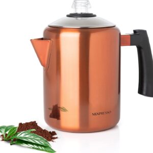 Mixpresso Copper Stainless Steel Coffee Percolator Stovetop, 37oz Classic Percolator Coffee Pot, Great For Camping Pot, 5-8 Cup Stove Top Espresso Maker, Cool-Touch Handle Mixpresso Copper Stainless Steel Coffee Percolator Stovetop, 37oz Classic Percolator Coffee Pot, Great For Camping Pot, 5-8 Cup Stove Top Espresso Maker, Cool-Touch Handle