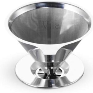 Vila Coffee Filter, Fine Mesh Coffee Maker, Stainless Steel Pour Over Coffee Dripper, Reusable, Lightweight, Paperless, Fits Standard Sized Coffee Pots and Cups Vila Coffee Filter, Fine Mesh Coffee Maker, Stainless Steel Pour Over Coffee Dripper, Reusable, Lightweight, Paperless, Fits Standard Sized Coffee Pots and Cups