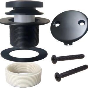 Universal Matte Black Tub Drain and Overflow Kit – Complete 2-Hole Tip-Toe Trim Set with Easy Installation & Fine/Coarse Threads Universal Matte Black Tub Drain and Overflow Kit – Complete 2-Hole Tip-Toe Trim Set with Easy Installation & Fine/Coarse Threads