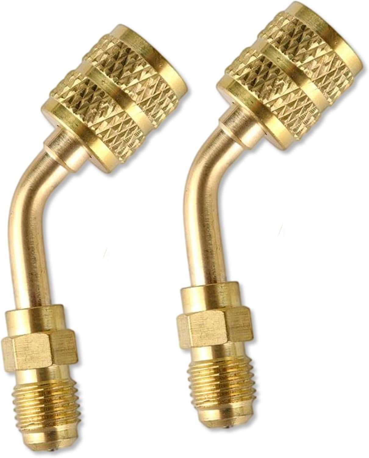 R410a Adapter Mini Split Adapter, 5/16 To 1/4 HVAC for Air Conditioner & Hose Connectors HVAC Tools for R410a Refrigerant Mini Split Recharging & More(2PCS 45°Angle)