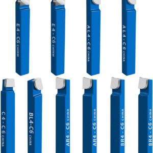 10PCS 1/4″ Metal Lathe Tooling Carbide Tip Tipped Cutter Tool,C6 Bit Cutting Set,for Metal Lathe Turning, Boring, and Chamfering 10PCS 1/4″ Metal Lathe Tooling Carbide Tip Tipped Cutter Tool,C6 Bit Cutting Set,for Metal Lathe Turning, Boring, and Chamfering