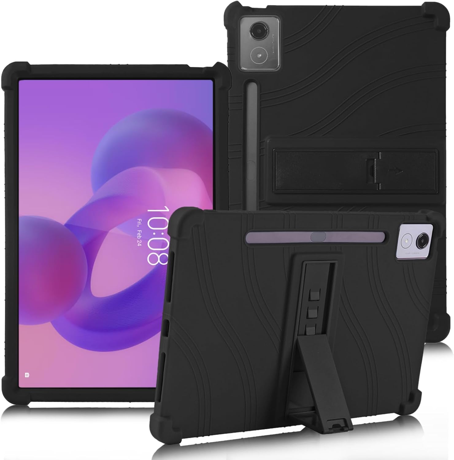 for Lenovo Idea Tab Pro Case 12.7 Inch 2025,Silicone Case for Lenovo Idea Tab Pro Tablet (TB373FU) with Bracket & Pen Holder (Black)