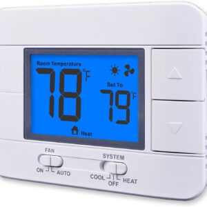 Aowel Non Programmable Thermostat for Home 1 Heat/ 1 Cool Single-Stage System, Temperature Control with Humidity Display (LCD Blue Backlit Screen) Aowel Non Programmable Thermostat for Home 1 Heat/ 1 Cool Single-Stage System, Temperature Control with Humidity Display (LCD Blue Backlit Screen)