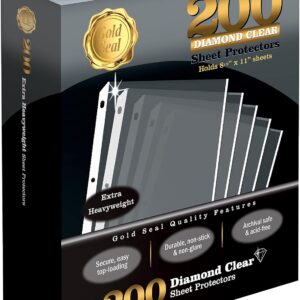GOLD SEAL 200 Count Diamond Clear Extra Heavyweight Sheet Protectors, 4 mils Strong,8.5 x 11, Top Load, 200 Boxed Sheet Protectors GOLD SEAL 200 Count Diamond Clear Extra Heavyweight Sheet Protectors, 4 mils Strong,8.5 x 11, Top Load, 200 Boxed Sheet Protectors