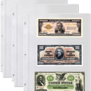 Dunwell Binder Currency Sleeves for Collectors – (25 Pack), Acid-Free 3-Pocket Clear Plastic Refill Pages for Currency Collection Album, 3-Ring Binder Sheet Protectors for Bills, Banknotes or Coupons Dunwell Binder Currency Sleeves for Collectors – (25 Pack), Acid-Free 3-Pocket Clear Plastic Refill Pages for Currency Collection Album, 3-Ring Binder Sheet Protectors for Bills, Banknotes or Coupons