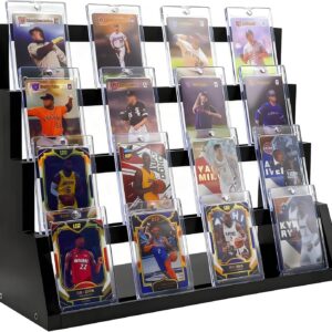 4-Tier Wooden Trading Card Display Stand – Graded Sports Card Holder for Baseball, Football, Basketball & TCG Card Game Collection Showcase (Black) 4-Tier Wooden Trading Card Display Stand – Graded Sports Card Holder for Baseball, Football, Basketball & TCG Card Game Collection Showcase (Black)