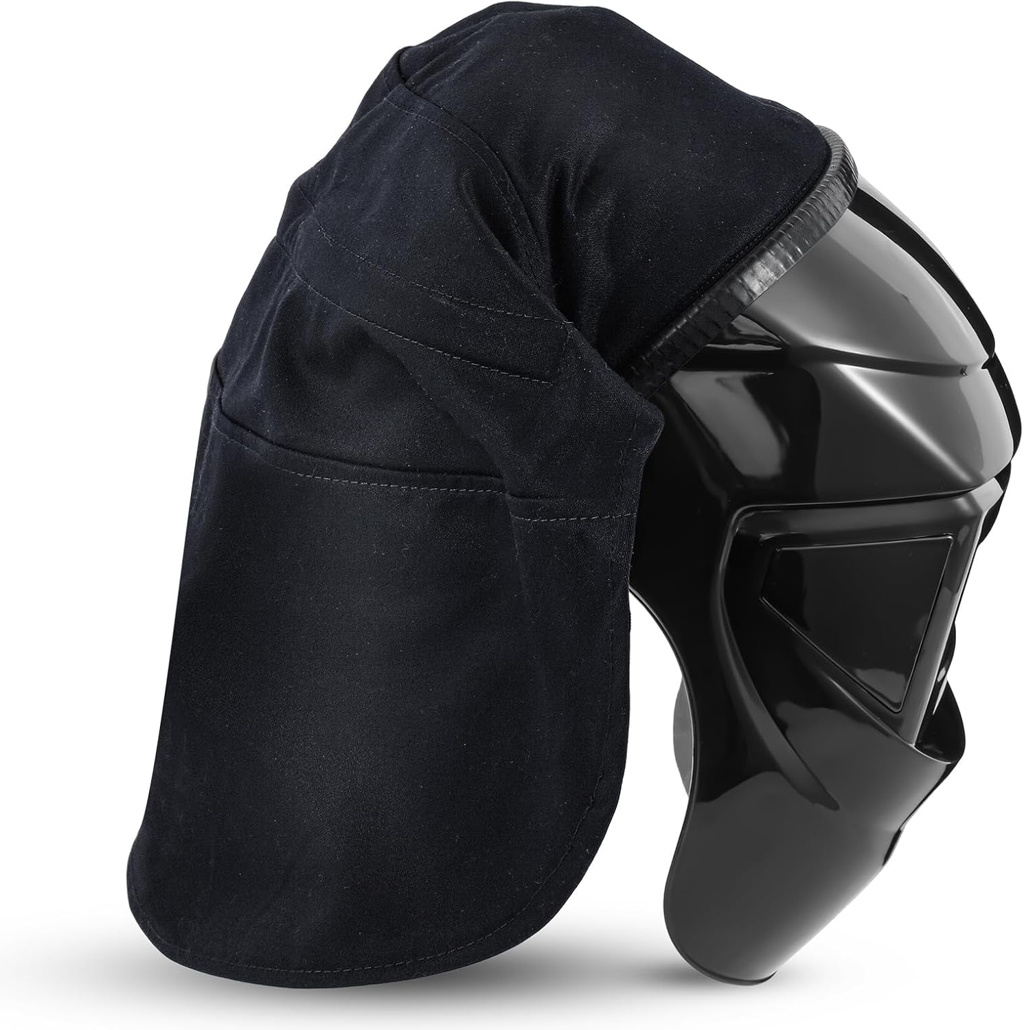 Jecery Welding Helmet Cover Fr Cotton Welding Helmet Bib Extended Head Neck Cover with Press Fit Seal Full Protection Hood Accessories Head Neck Protector Fits Most Helmets(Black)