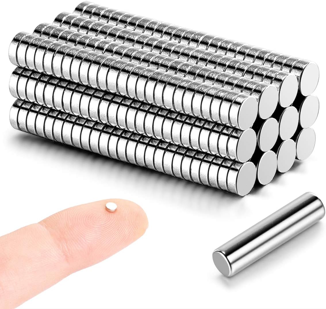 300pcs 3x1mm Tiny Magnets (Actual Size) - Mini Little Small Round Magnets for 3D Printing, Miniatures Small Models - Come with a Storage Case